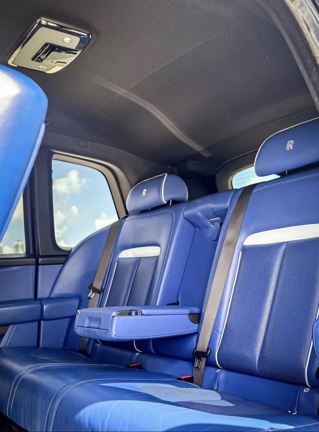 Cullinan cobalt blue rear lounge with starlight headliner